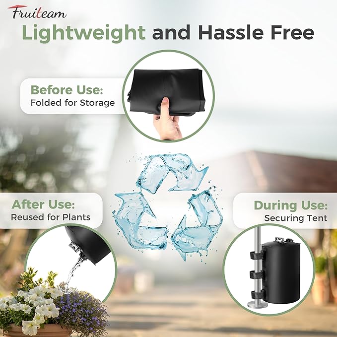 FRUITEAM Canopy Water Weight Bag, 88 LBS Water Tent Weights Set of 4, Weights for Tent Legs, Portable 4 Pack Weight Bags for Gazebo, Patio Umbrella, Pop Up Canopy, Carport, 10L Black