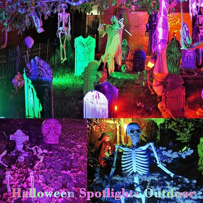 Christmas Spotlights Outdoor: RGBW LED Spot Light Plug in 120V Remote Control 16 Color Changing Landscape Spotlights for Yard Outside House Garden Lawn Path Tree Holiday Décor, 4 Pack (RGB+Warm White)