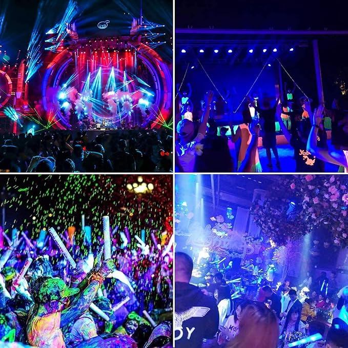 2 Pack 300W LED Black Lights Outdoor, Flood Blacklight Light with Plug, 395nm to 410nm IP66 Waterproof for Dance Party, Glow in The Dark, Stage Lighting, Body Paint, Fluorescent Poster, Neon Glow