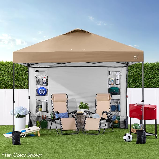 Best Choice Products 10x10ft Easy Pop Up Canopy w/Side Wall, 10 Pockets, Portable Carrying Case, 1-Button Setup, 4 Weight Bags - French Blue/White
