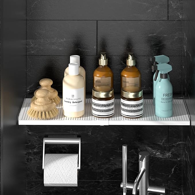 Closet Tension Shelves Organizer Expandable Cabinet Storage Shelf Heavy Duty Metal DIY Divider Separator for Cabinet Wardrobe Cupboard Pantry Kitchen Bedroom,White