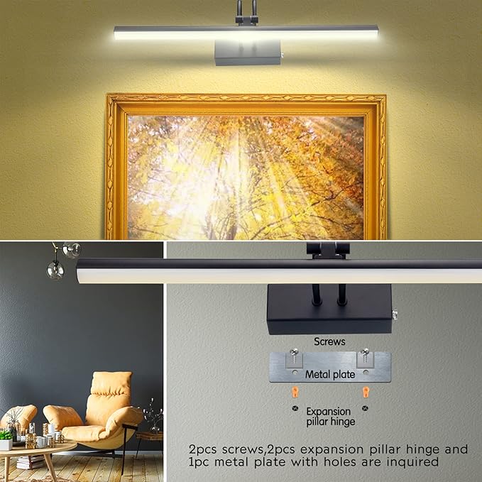 Picture Light,Picture Lights for Wall Cordless,2PK Picture Lights with Timer and Dimmable,13" Battery Wall Lights for Display Gallery Painting Art Frame Portrait-Black