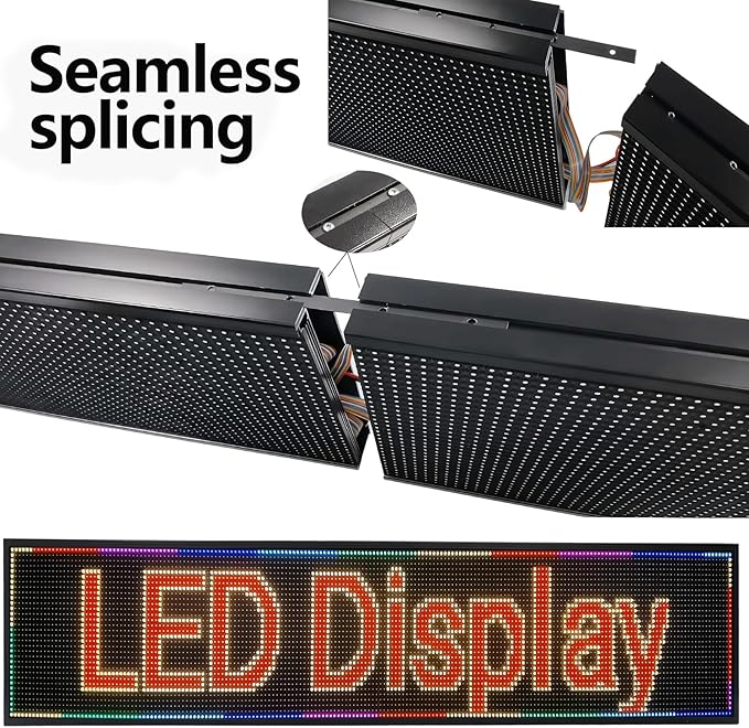 P10 LED Programmable Advertising Sign, High Brightnes Outdoor Digital Sign Waterproof, WiFi Control LED Open Signs for Business, Electronic Message Display Board 115"X14"