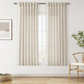 Nanspring Vanilla 63 Inch Curtains for Living Room Linen Luxury Light Filtering Semi Sheer Curtain Back Tab Modern Farmhouse Decor Elegant Coastal Drapes for Bedroom Office 52x63, 2 Panels
