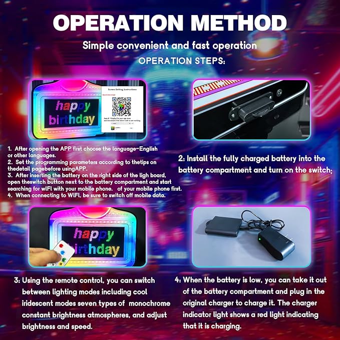 LED display Bottle Service Sign Club signs for bottle service Color Display Lights with APP Programmable Scroll Play, Hand Holding Light Box letter board Ideal for bars, nightclubs, and parties