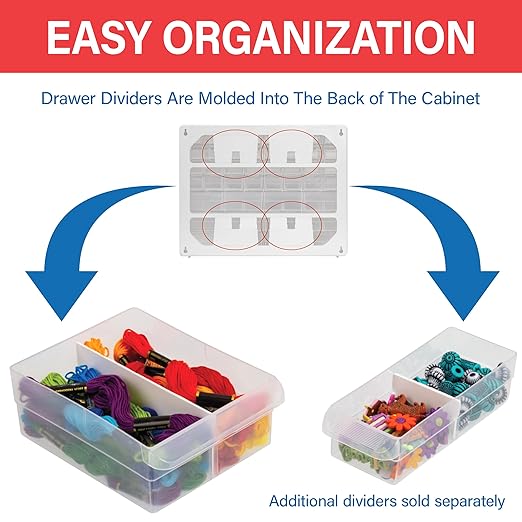 Akro-Mils 24-Drawer Plastic Drawer Storage Cabinet for Garage Organization, Bead Organizer, Building Bricks Storage, Teacher Toolbox, Makeup Organizer, 20" W x 6" D x 16" H, 10124 White