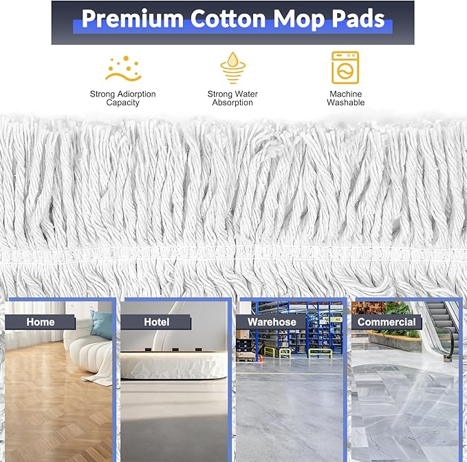 36" Commercial Industrial Dust Mop for Floor Cleaning with Replacement Mop Pads, Heavy Duty Wet Dry Large Mops for Cleaning Floor Office Garage Hardwood Warehouse Factory Mall (Blue, 36 inch mop)