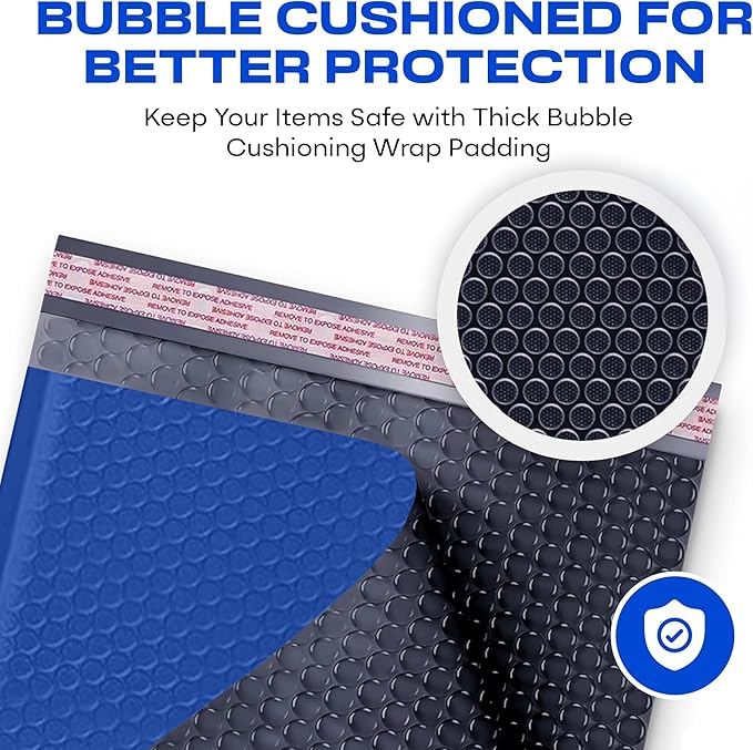 Royal Blue Large Poly Bubble Mailers 9.5x14.5 inch #4 | Self Seal Padded Envelopes Cushioned Bubble Mailer | Usable Size 9.5x13.5 | WaterProof | Lightweight mailing Shipping Bags | 100 Pack Bulk