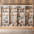Vyre 70.8" Tall White Bookshelf, Farmhouse Modular Bookcase with 6-Tier Adjustable Shelves, Large Storage Cabinet for Home Office, Living Room, Set of 4