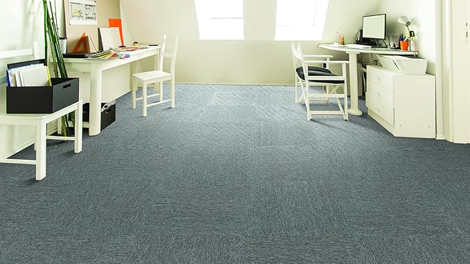 Mohawk Basics 24" x 24" Berber (Loop pile), 0.07" Pile Height, Carpet Tile, PET Fiber, Ocean Tide Color, (24 Tiles), (96 sqft/carton)