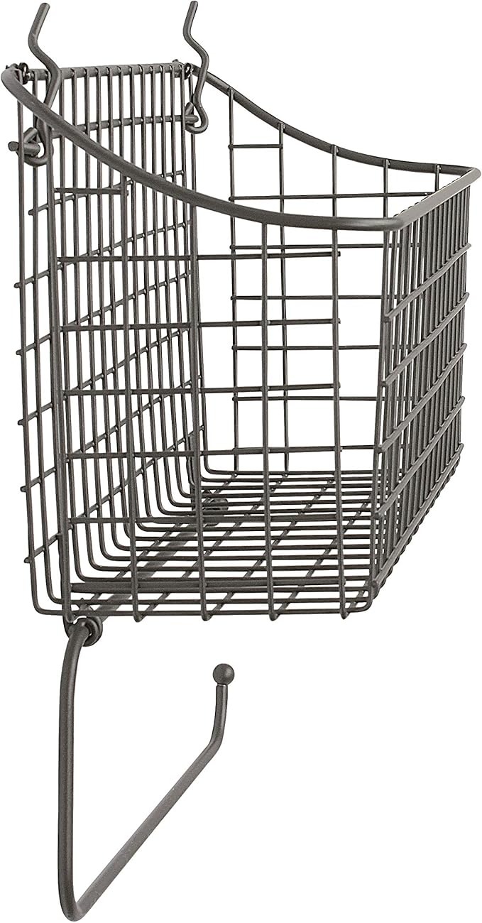 Spectrum Diversified Pegboard/Wall Mount Basket and Paper Towel Holder, 15 in (w, Industrial Gray