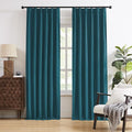 DUALIFE Dark Teal Blue Pinch Pleated Blackout Curtains 96 Inches Long, Back Tab with Hooks, Linen Full Black Out Thermal Insulated Track Curtain for Bedroom Living Room,40 Wx96 L, 2 Panels
