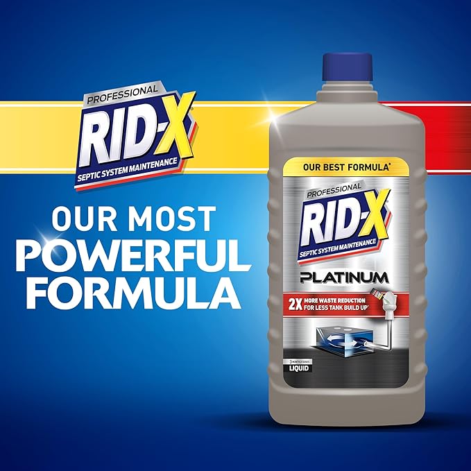 RID-X Septic Tank Treatment Platinum Liquid 6 Month Supply – Our Best Formula with x2 More Waste Reduction