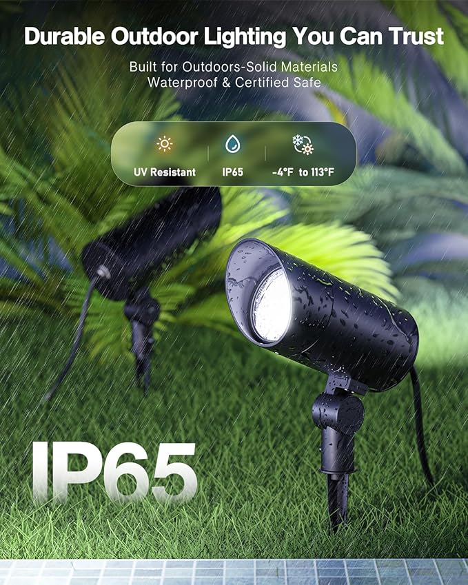 HIBOITEC 2 Pack 30W Outdoor LED Spotlight 120V 3000LM 5000K Spot Lights Waterproof Landscape Lighting for Flag Pole Tree Statue, 5.9 FT Cord with Plug