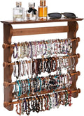 Donmills 4-Tier Wall-Mounted Wooden Bracelet Holder – Brown Jewelry Display Rack with Top Shelf for Perfume, Sunglasses & Accessories – Hanging Organizer for Bracelets, Bangles, Watches & Necklaces