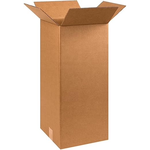 Box USA Moving Boxes Tall 10" x 10" x 24"Pack of 10, Durable Kraft Corrugated Boxes for Shipping, Packaging, Moving & Storage Boxes