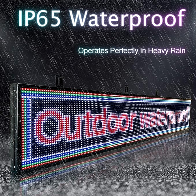 programmable led sign custom scrolling digital signage display screen outdoor for business electronic message board advertising marquee word light Wifi Control High Brightness Neon 77"X14"