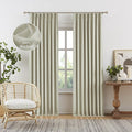 Blackout Pinch Pleated Curtains for Bedroom 95 Inch Length, Linen Blended Farmhouse 100% Blackout Thermal Insulated Back Tab Drapes with Hooks for Track System 2 Panels-Natural Linen, W50xL95