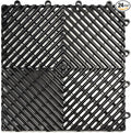 Big Floors RaceDeck Free-Flow Interlocking Garage Flooring Tiles, Non-Slip, Self-Draining, Heavy-Duty, High-Impact Copolymer, Easy Install (Black, 24 Pack of 12 x 12" Tiles)