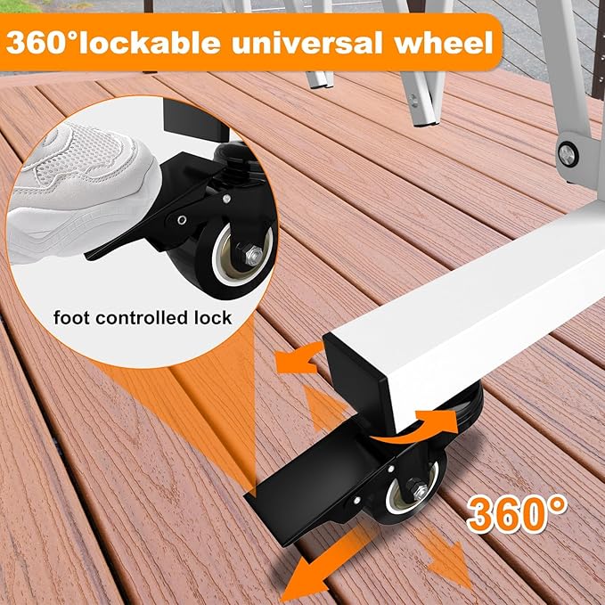 TSAYAWA Retractable Fence Outdoor, 216" Wide Expandable Driveway Gate for Dogs, Aluminum Portable Retractable Barricade for Garage, 18 Feet Expanding Security Gate with Casters, Rotatable, White