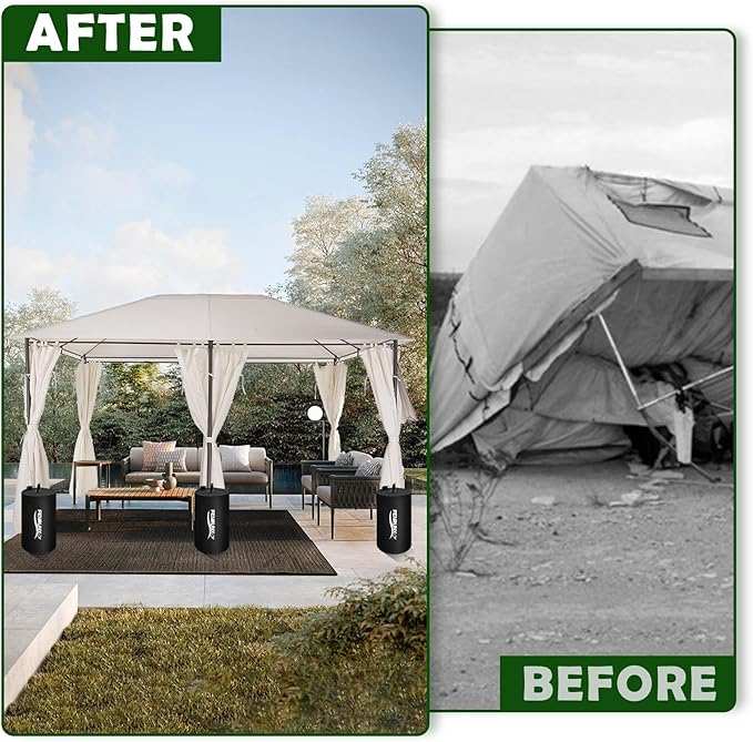 Canopy Water Weight Bag,176 LBS Gazebo Tent Water Weights Set of 8 Leg Weights for Carport, Pop Up Canopy,Tent,Gazebo,Black