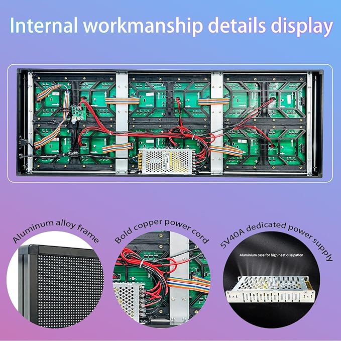 P6 Programmable Led Sign Custom Scrolling Outdoor Digital Signs For Businesses Display Screen Electronic Message Board Stock Ticker Advertising Pixel Led Panel Marquee 40"X17"