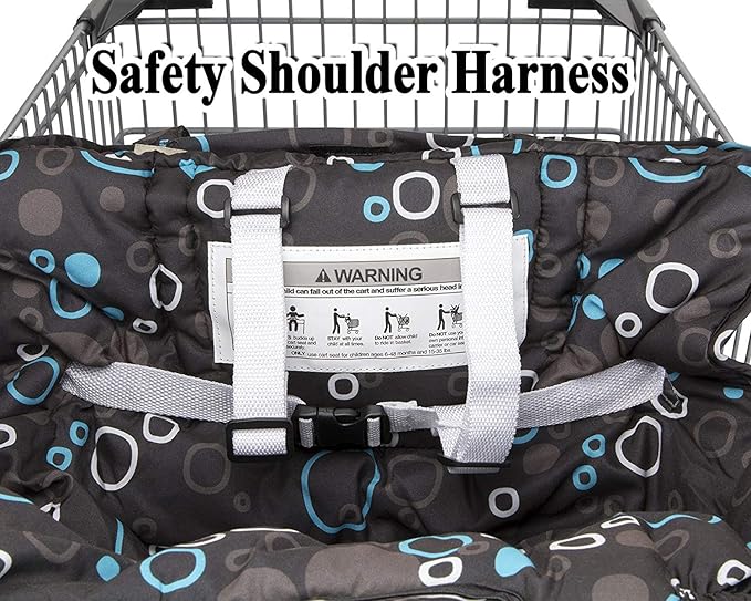 Premium Shopping Cart Cover & High Chair Cover, Easy Install, Harness System, Soft Comfort Cushioning, Universal Size (Black)