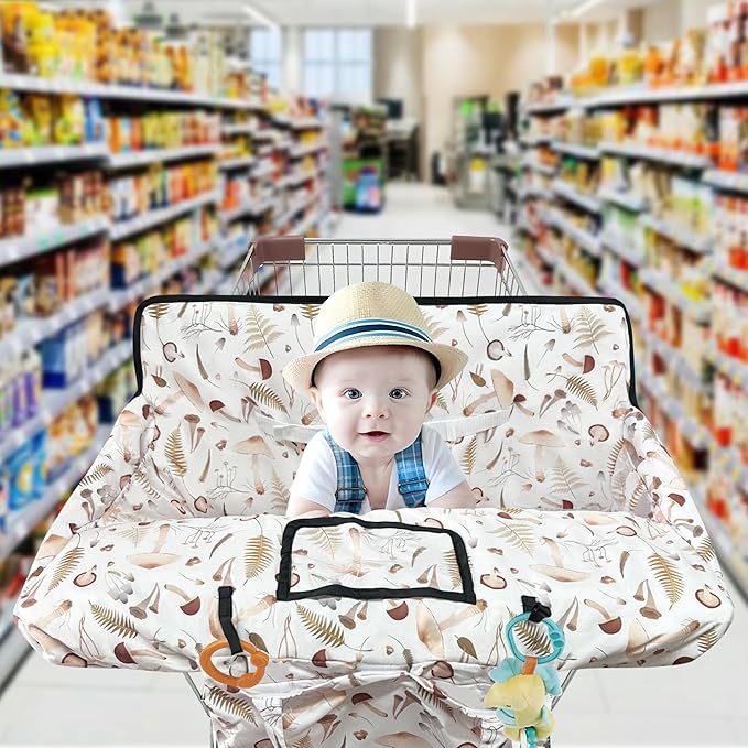 Shopping Cart Cover for Baby,2-in-1 High Chair Cover with Portable Cloth Bag,Cart Seat Pad for Babies Grocery Cushion Cover Restaurant,Suitable for All Supermarkets