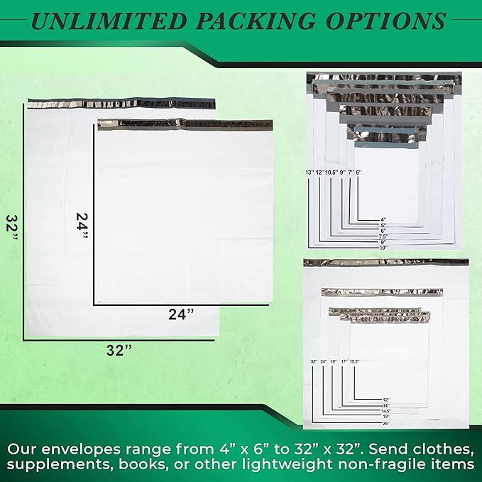 3000 Pack Secure Seal White Poly Mailers - 9x12 Safe Shipping Bags - E-Commerce Self Sealing 2 Mil Poly Envelopes