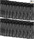 20 Pack Foil Curtain Backdrop Black Metallic Tinsel Foil Fringe Curtains Photo Booth Props for Birthday Wedding Engagement Baby Shower Bachelorette Christmas Holiday Celebration Party Decorations