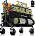 150L Collapsible Wagons Carts Foldable, 360LBS Heavy Duty Folding Beach Cart with Big All-Terrain Wheels, Portable Utility Wagon for Grocery, Shopping, Garden, Sports, Camping, Black