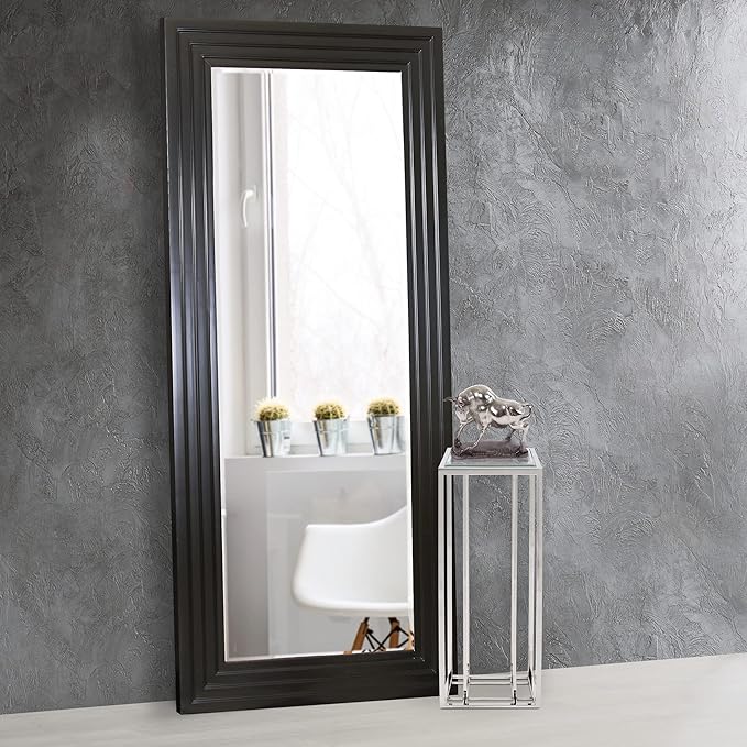 Howard Elliott Rich Espresso Tall Delano Mirror, Large Self Standing Full Length Rectangular Mirror with Stepped Levels, 34 x 82 Inch