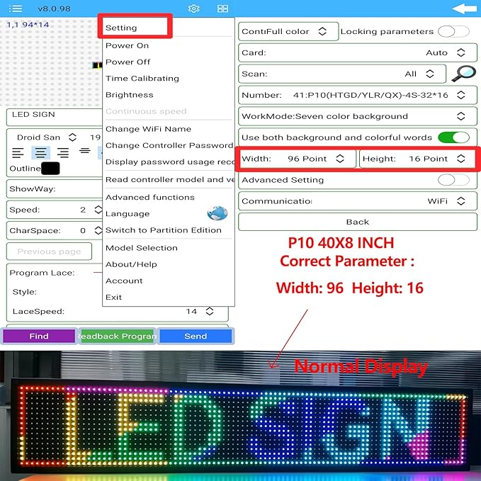 P10 Programmable LED Sign Outdoor, RGB Full Color Scrolling LED Sign with 4000CD/㎡ High Brightness, WIFI Control Open Welcome Led Digital Display for Business Advertising, Store, 40”x 8”