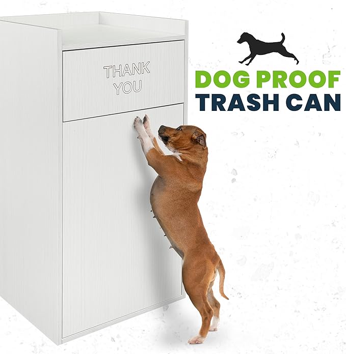 Alpine Restaurant Trash Can Cabinet - Commercial Trash Can 40 Gallon, Garbage Receptacle Indoor with Tray Holder for Restaurants, Cafeterias (White)