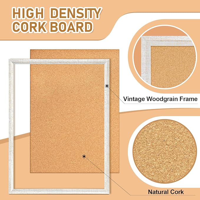 DOLLAR BOSS Cork Board for Wall - 48 X 36 Inches, Grey Texture Framed Bulletin Board Corkboard Decorative Hanging Pin Board for Office & Home Decor