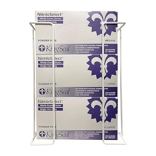 1 Each | Disposable Glove or Tissue Box Holder, Wire Rack, Wall Mounted Universal Box Holders, for Larger Sized Single Boxes, White - 1 Glove Box Holder