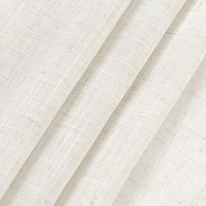 Nanspring Cream Semi Sheer Linen Curtains 63 inch Length for Living Room Back Tab Rod Pocket Modern Farmhouse Coastal Decor Cream Cotton Textured Gauze Curtains for Dining Room Office 38x63