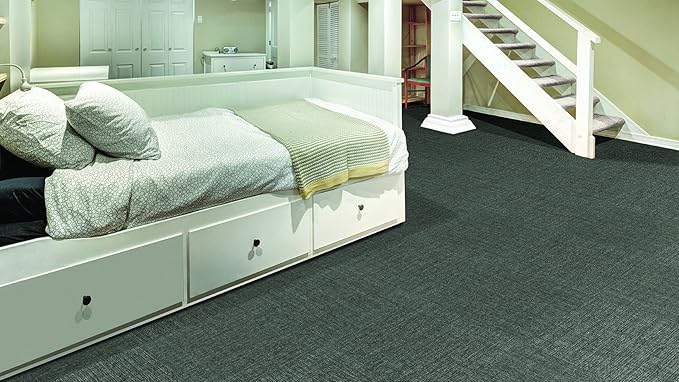 Mohawk Basics 24" x 24" Berber (Loop pile), 0.09" Pile Height, Carpet Tile, PET Fiber, Grey Color, (24 Tiles), (96 sqft/carton)