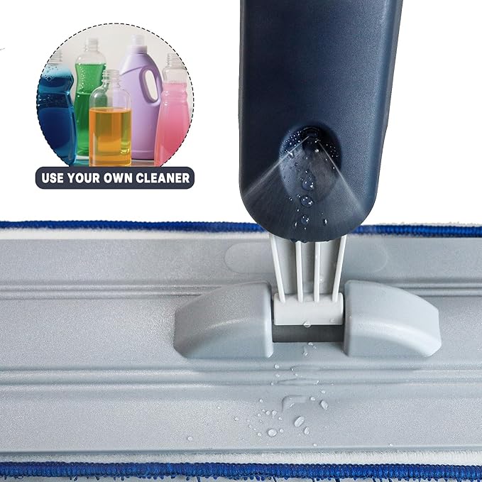 24" Dry mops for Floor Cleaning, Microfiber mop Spray System, Commercial Heavy-Duty Wet mops with 28oz Big Tank, 2 Washable Pads for Lobby, Pool, Factory, Office, Warehouse, Concert, Library (1)