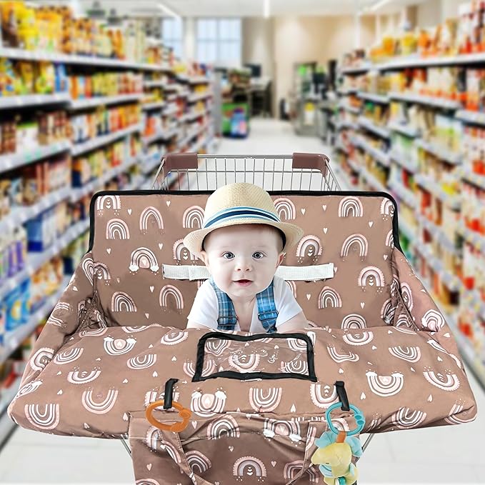 Shopping Cart Cover for Baby,2-in-1 High Chair Cover with Portable Cloth Bag,Cart Seat Pad for Babies Grocery Cushion Cover Restaurant,Suitable for All Supermarkets