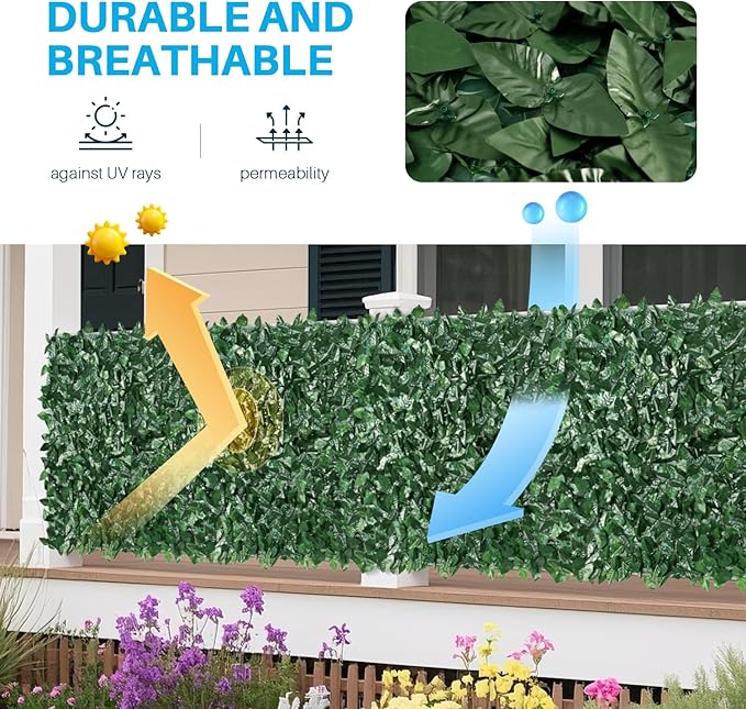 Patio Paradise 58"x571"-1Pc Faux Ivy Fence Privacy Screen Artificial Greenery Wall Backdrop,Fake Grass Wall Panels for Outside Apartment Balcony,Vine Leaf Decor for Outdoor Patio Chain Link