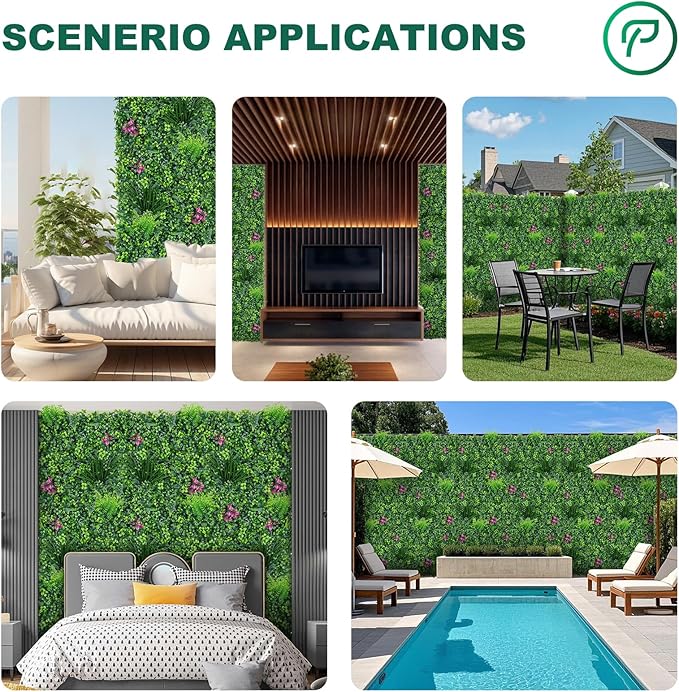 Artificial Boxwood Wall Roll, 40"x120" (33.33 sqft) Grass Wall Panels with Mint Plant Leaves, Greenery Backdrop Privacy Screen with UV Protection, Green Grass Wall for Indoor Outdoor Decor