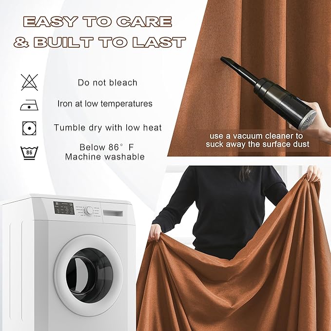 DUALIFE Rust Pinch Pleated Blackout Curtains 63 Inches Long, Boho Farmhouse Retro Totally Blackout Curtains Drapes with Hooks for Living Room Bedroom 40 by 63 Inch 2 Panels Terracotta