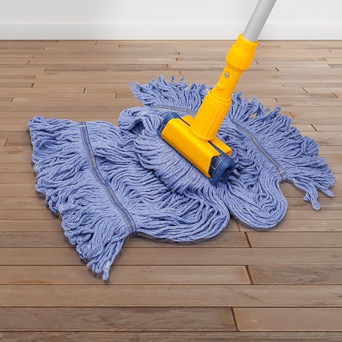 6Pack Heavy Duty Commercial Looped End Cotton Mop,String Cotton Mop Refill Heads Wet Industrial Blue Cotton Looped End String Head Refills, Heavy Mop Replace Head,for General and Floor Cleaning