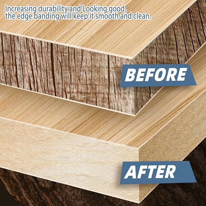Birch Edge Banding, 5/8 inch x 250ft roll of Veneer Edge Banding, Pre-glued Flexible Real Wood Tape for Cabinet Repair and Furniture Restoration