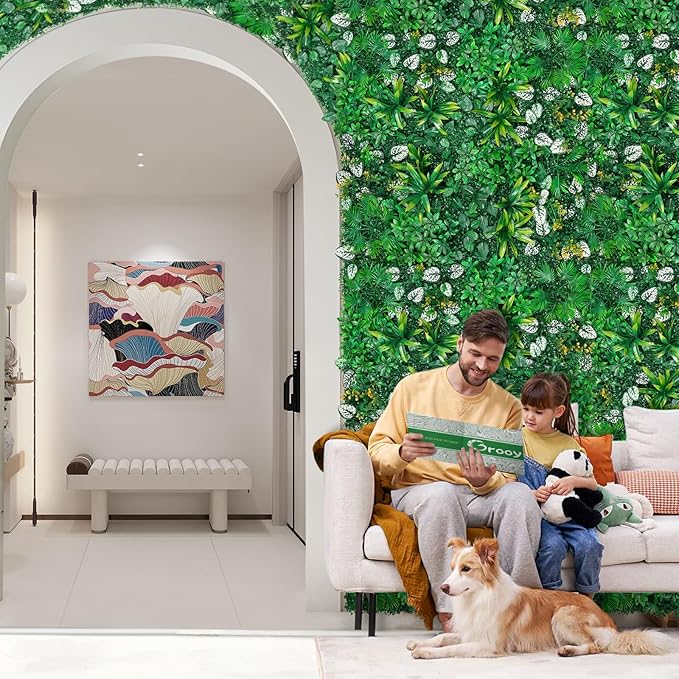Artificial Hedge Grass Wall, Boxwood Panels 20"x20"(16pcs), Greenery Wall Backdrop, UV Protected Privacy Fence Screen, Green Wall Decor for Outdoor Indoor Wedding Décor
