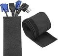 uxcell Hook and Loop Cable Management Sleeve, 10ft x 0.8 Inch Flexible Cable Wrap Covers Wire Hider, Cord Organizer and Cable Protector for Desk TV Computer, Black