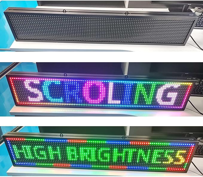 HS Programmable Scrolling led sign, High Brightness Full Color Outdoor Waterproof, Digital Display Board for Advertising Store Business Window Restaurant P10 (39''x8'')