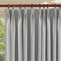 Textured Linen Double Pleats 100% Blackout Curtains for Bedroom/Living Room Blackout Curtains 108 Inches Long, Energy Saving Window Treatment Curtains,72Wx108Lx2,Grey