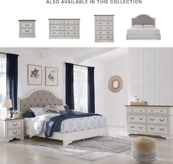 Signature Design by Ashley Blendon Traditional 5-Drawer Chest of Drawers with Safety Stop, White & Dark Brown